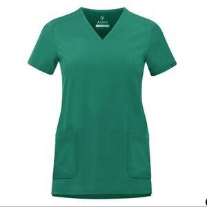 Adar S Women’s Modern Fit V-Neck Scrub Top in Winter Green